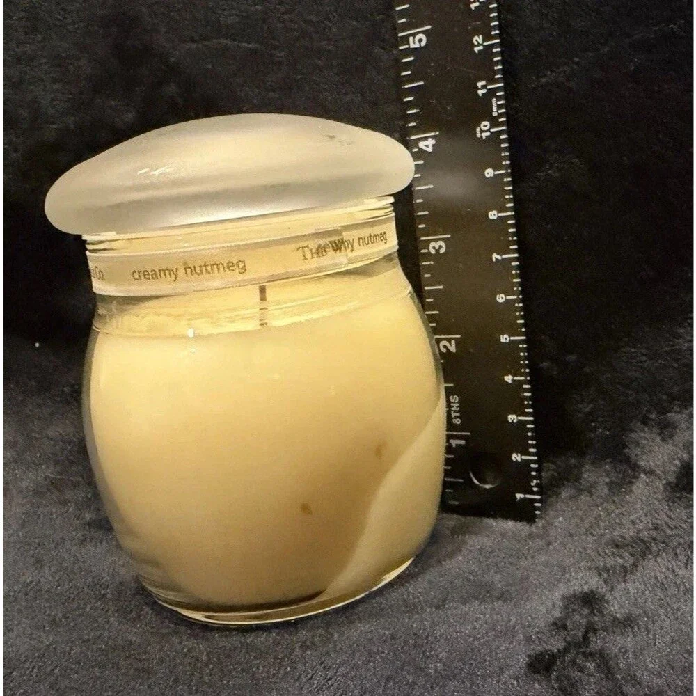 White Barn Candle Co. Creamy Nutmeg Frosted Lid Jar Candle Vintage Discontinued